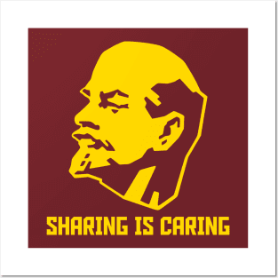 Sharing is Caring - Lenin - Yellow Posters and Art